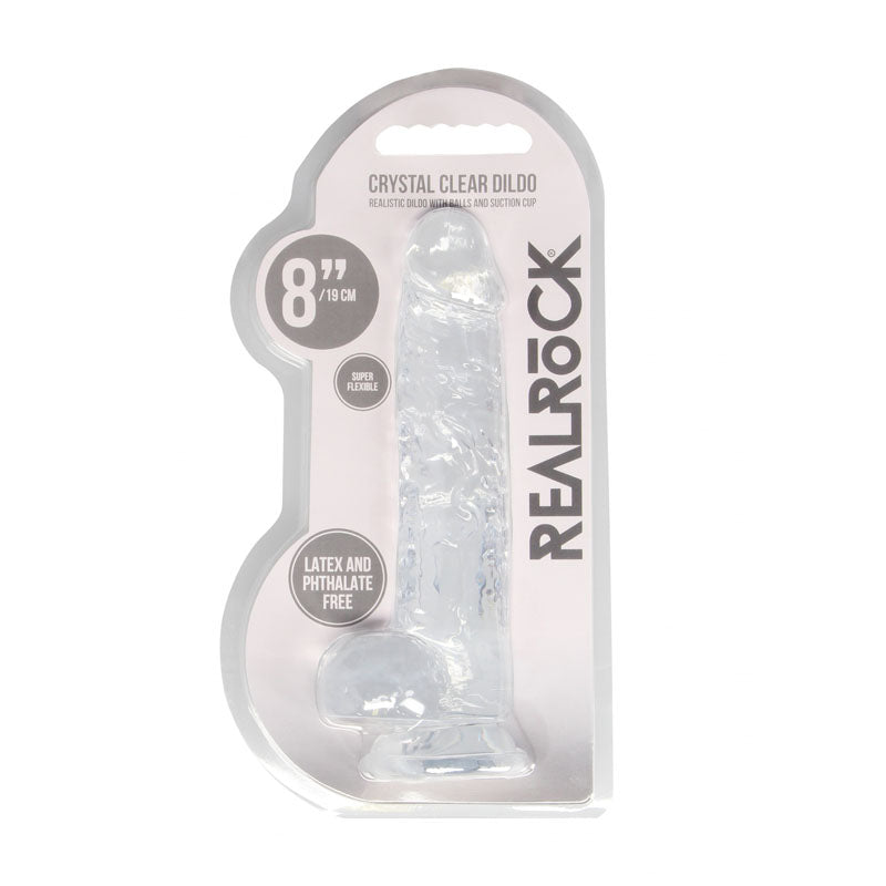REALROCK 8'' Realistic Dildo With Balls - Clear 20.3 cm Dong - REA092TRA