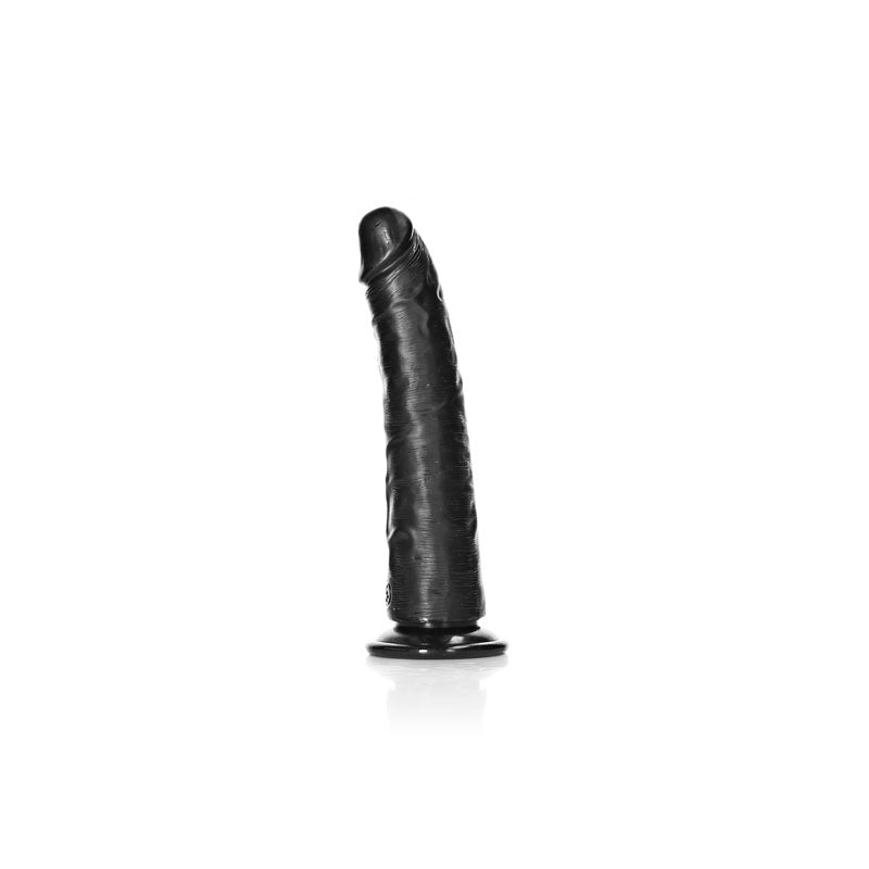 REALROCK Realistic Slim Dildo with Suction Cup - 18cm - Black 18 cm (7'') Dong - REA114BLK