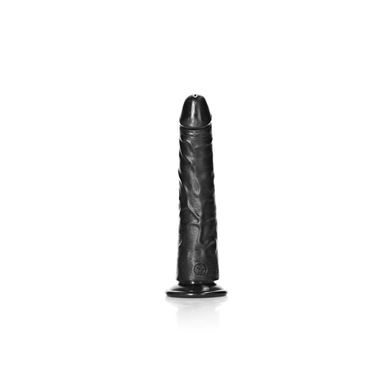 REALROCK Realistic Slim Dildo with Suction Cup - 18cm - Black 18 cm (7'') Dong - REA114BLK