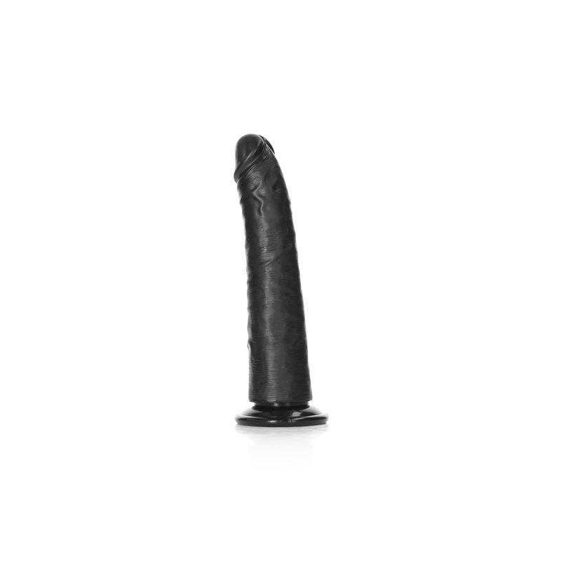 REALROCK Realistic Slim Dildo with Suction Cup - 18cm - Black 18 cm (7'') Dong - REA114BLK