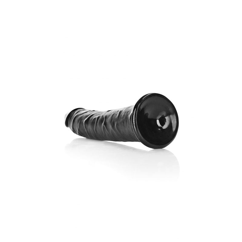 REALROCK Realistic Slim Dildo with Suction Cup - 18cm - Black 18 cm (7'') Dong - REA114BLK