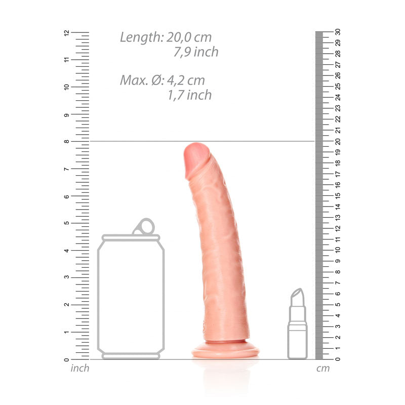 REALROCK Realistic Slim Dildo with Suction Cup - 18cm - Flesh 18 cm (7'') Dong - REA114FLE