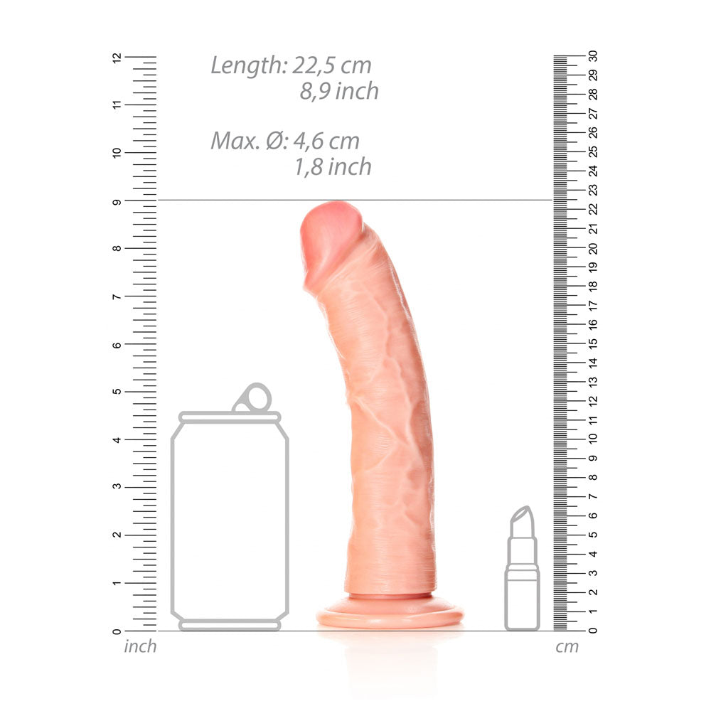 REALROCK Realistic Regular Curved Dildo with Suction Cup - 20 cm - Flesh 20 cm (8'') Dong - REA118FLE