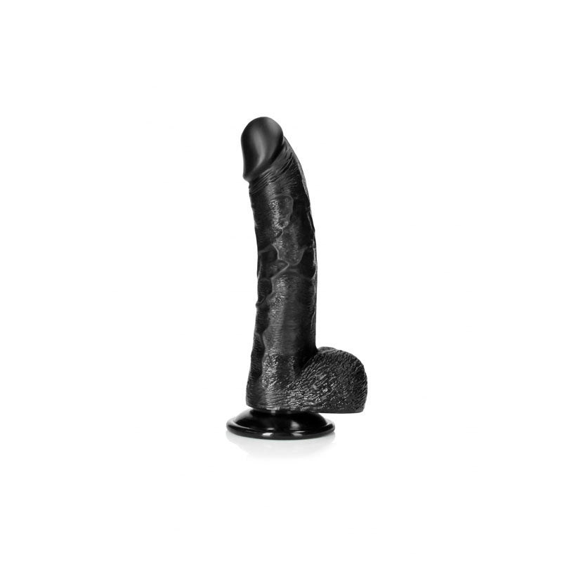 REALROCK Realistic Regular Curved Dong with Balls - 20.5 cm - Black 20.5 cm (8'') Dong - REA123BLK