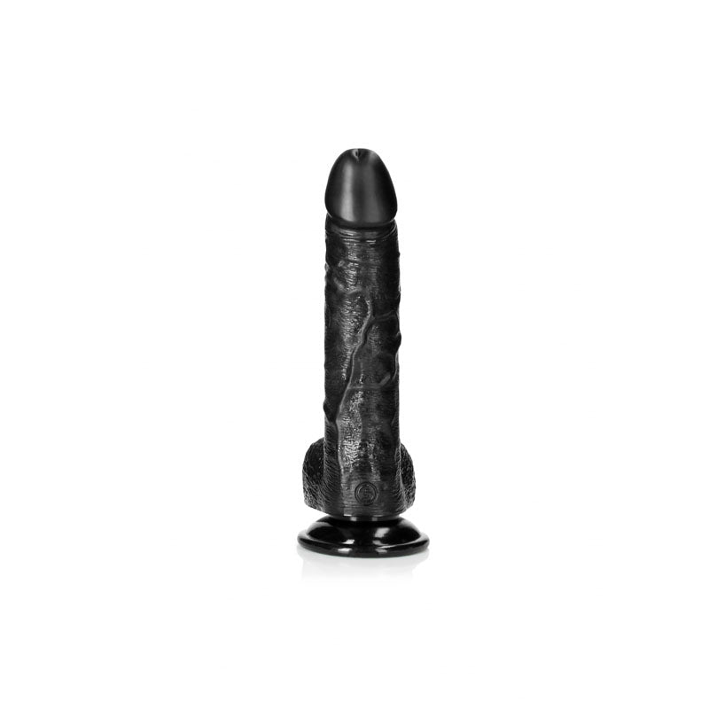 REALROCK Realistic Regular Curved Dong with Balls - 20.5 cm - Black 20.5 cm (8'') Dong - REA123BLK
