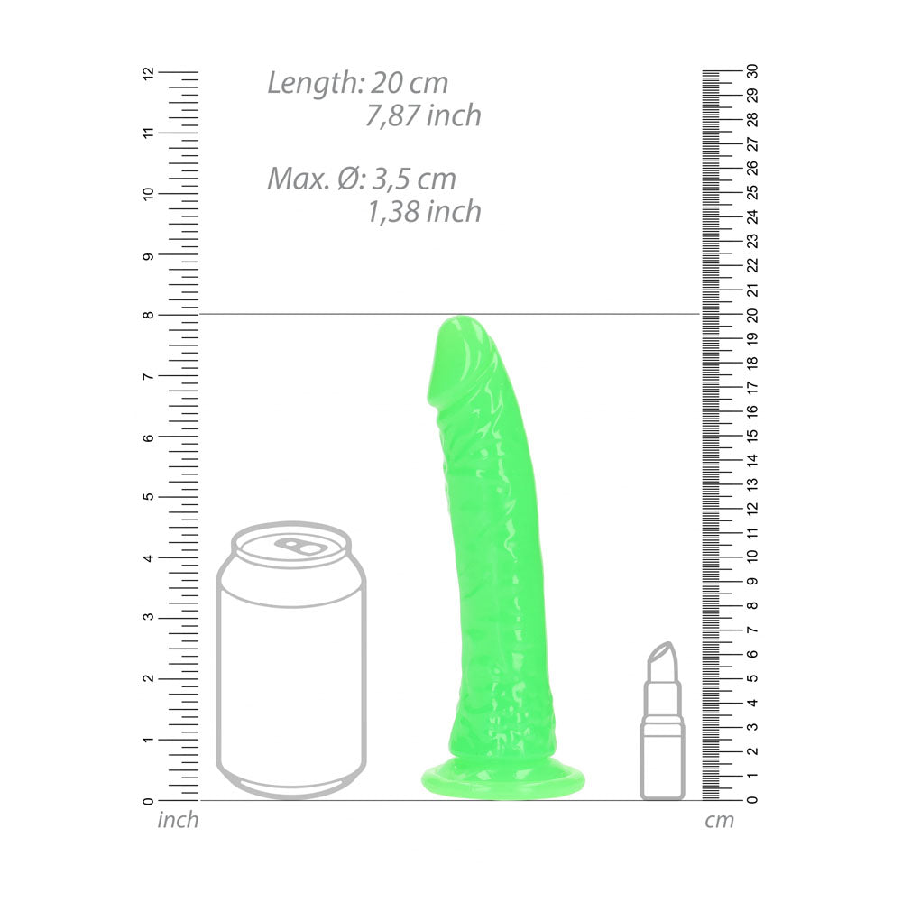 REALROCK 18 cm Slim Glow in the Dark Neon - Green - Glow in Dark Green 18 cm (7'') Dong - REA142GLOGRN