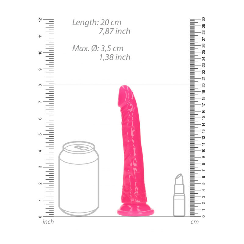 REALROCK 18 cm Slim Glow in the Dark Neon - Pink - Glow in Dark Pink 18 cm (7'') Dong - REA142GLOPNK
