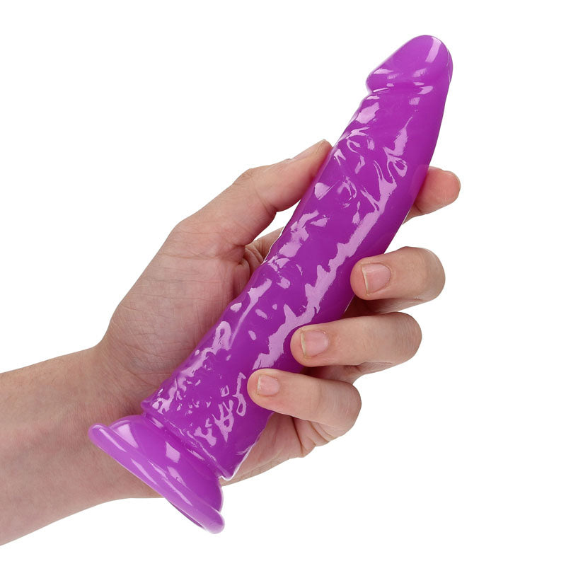 REALROCK 18 cm Slim Glow in the Dark Neon - Purple - Glow in Dark Purple 18 cm (7'') Dong - REA142GLOPUR