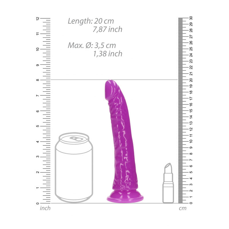 REALROCK 18 cm Slim Glow in the Dark Neon - Purple - Glow in Dark Purple 18 cm (7'') Dong - REA142GLOPUR