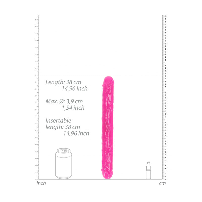 REALROCK 38 cm Double Dong Glow - Pink - Pink 38 cm (15'') Double Dong - REA149GLOPNK