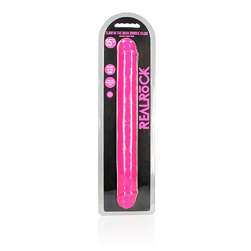 REALROCK 38 cm Double Dong Glow - Pink - Pink 38 cm (15'') Double Dong - REA149GLOPNK