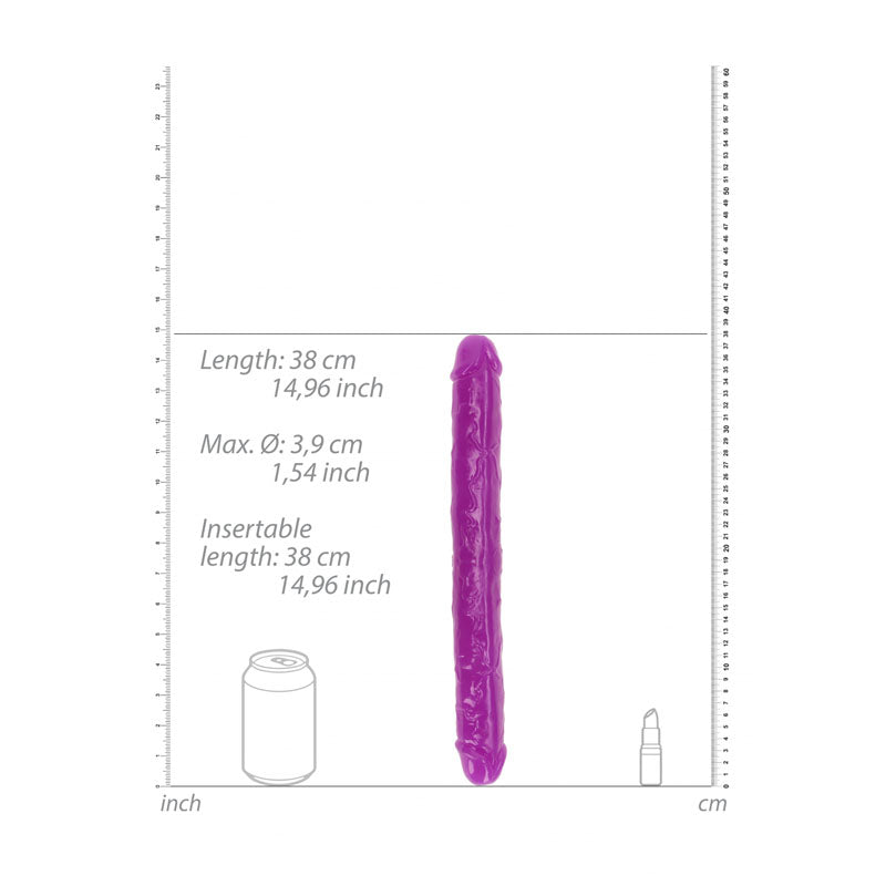 REALROCK 38 cm Double Dong Glow - Purple - Purple 38 cm (15'') Double Dong - REA149GLOPUR