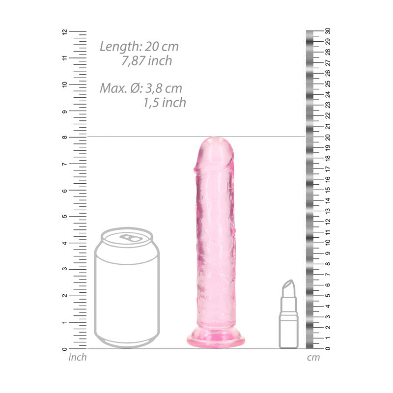 REALROCK 18 cm Straight Dildo - Pink - Pink 18 cm (7'') Dong - REA152PNK