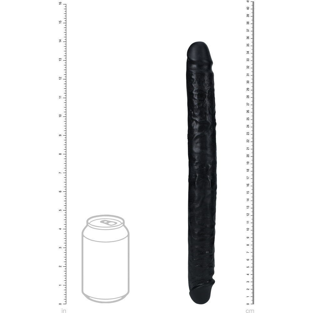 REALROCK 35cm Slim Double Dildo - Black - Black 35 cm (14'') Double Dong - REA184BLK