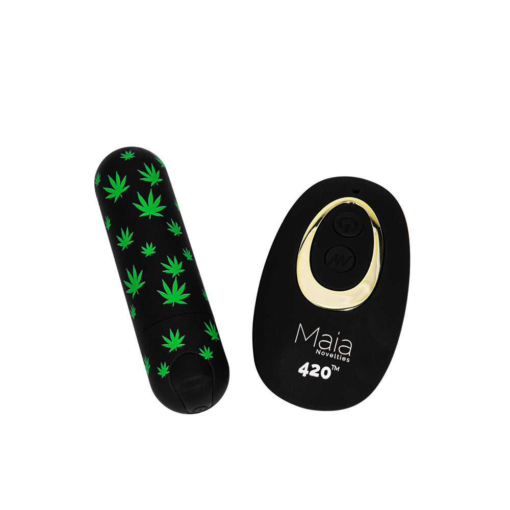 Maia DATE NIGHT 420 PANTY VIBE - S/M - Black S/M 420 Panty with Black USB Rechargeable Bullet & Remote - RM330-LF4-SM