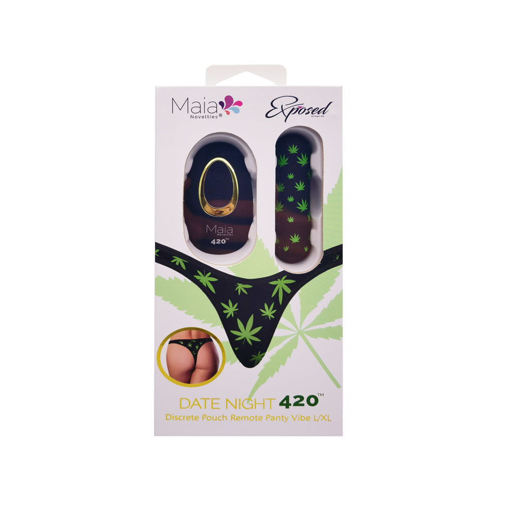Maia DATE NIGHT 420 PANTY VIBE - S/M - Black S/M 420 Panty with Black USB Rechargeable Bullet & Remote - RM330-LF4-SM