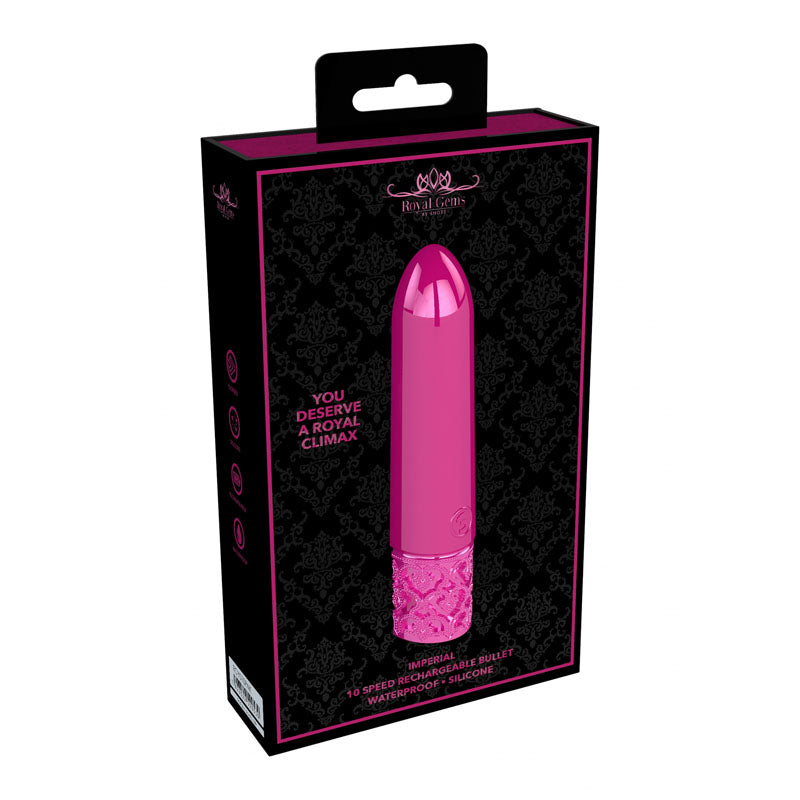 ROYAL GEMS Imperial - Silicone Rechargeable Bullet - Pink 10 cm USB Rechargeable Bullet - ROY010PNK