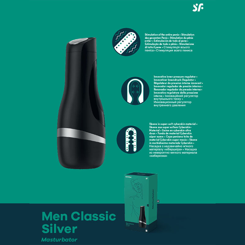 Satisfyer Men Classic - Black/Silver Stroker - SATMENCL-SIL