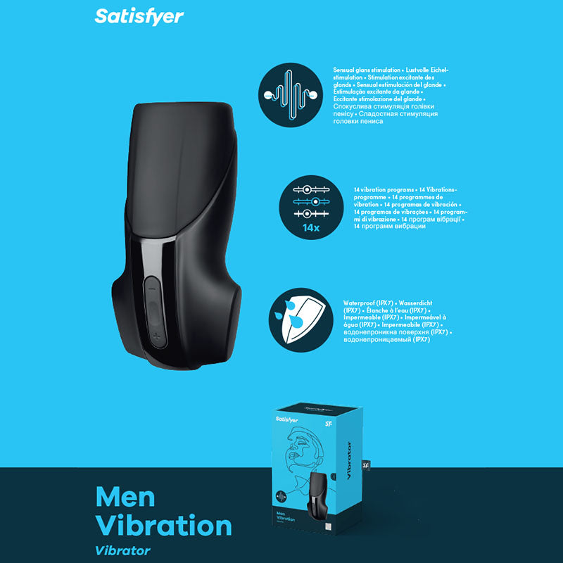 Satisfyer Men Vibration - Black USB Rechargeable Masturbator - SATMENV