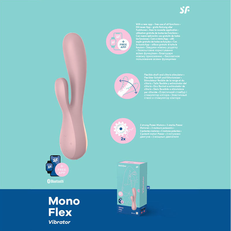 Satisfyer Mono Flex - Mauve App Controlled USB Rechargeable Rabbit Vibrator - SATMFLEX-M