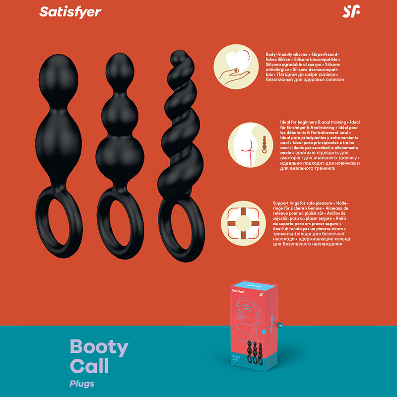 Satisfyer Booty Call - Black Butt Plugs - Set of 3 - SATPLUG-B
