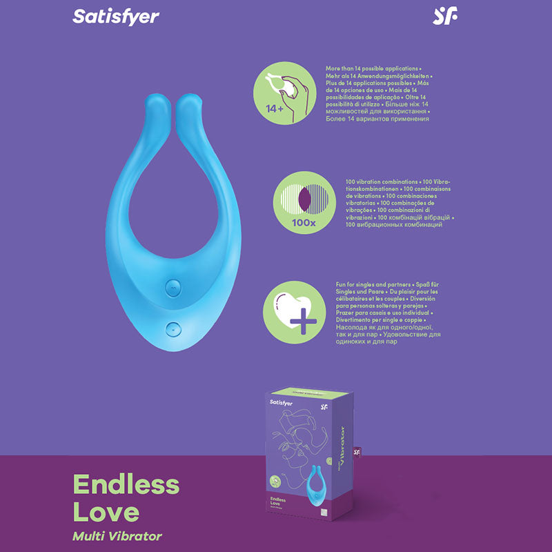 Satisfyer Endless Love - Blue 13 cm USB Rechargeable Couples Stimulator - SATPMF1BLU