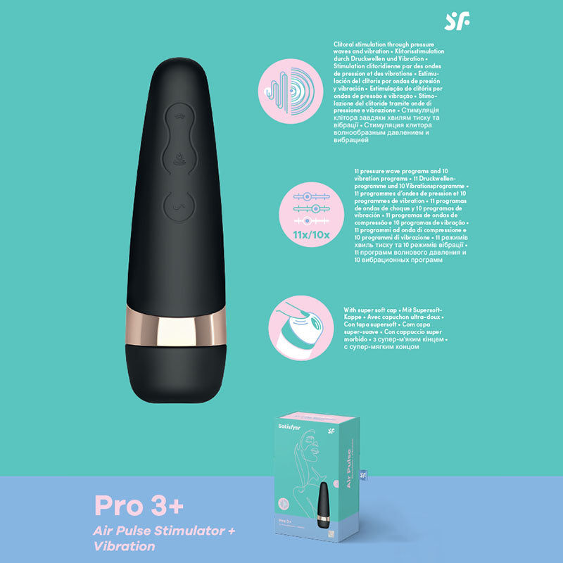 Satisfyer Pro 3+ - Touch-Free USB-Rechargeable Clitoral Stimulator with Vibration - SATPRO3V