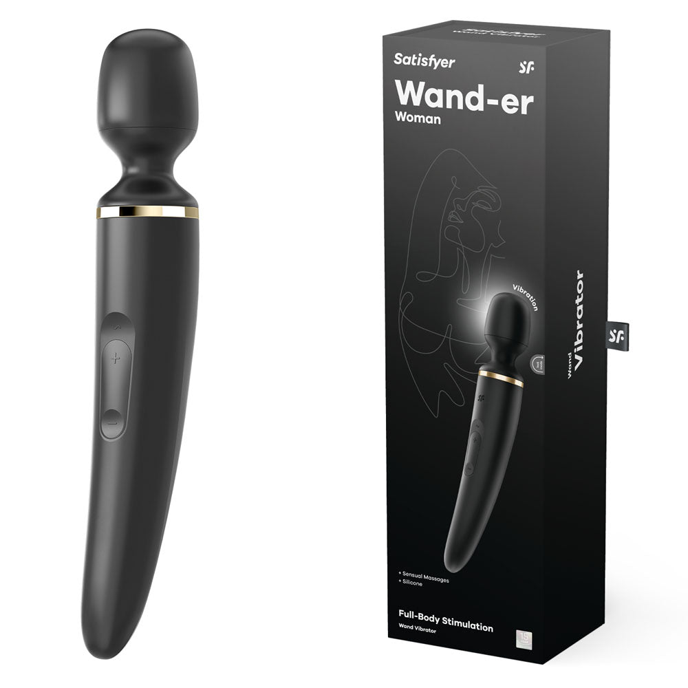 Satisfyer Wand-er Woman - Black USB Rechargeable Massager Wand - SATWAND-BLK