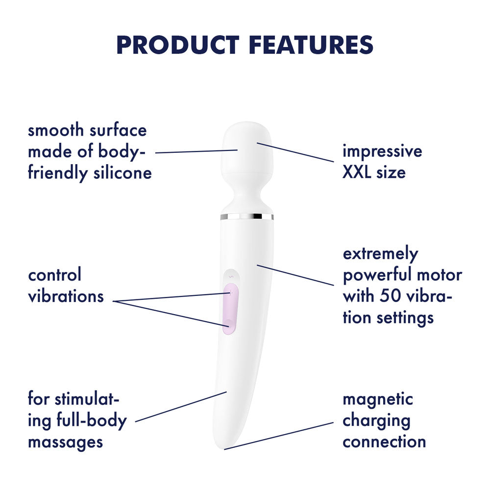 Satisfyer Wand-er Woman - White USB Rechargeable Massager Wand - SATWAND-WHT