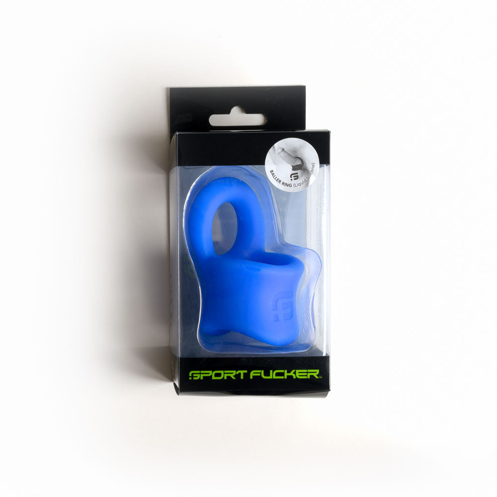 Sport Fucker Baller Ring - Blue Liquid Silicone Cock Ring with Ball Stretcher - SF23096