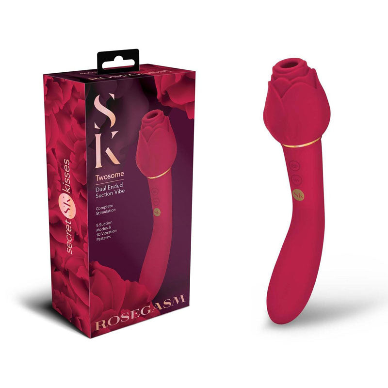 Secret Kisses ROSEGASM TWOSOME - Rose Red 20.3 cm Air Pulsation Stimulator & Vibrator - SK-1028