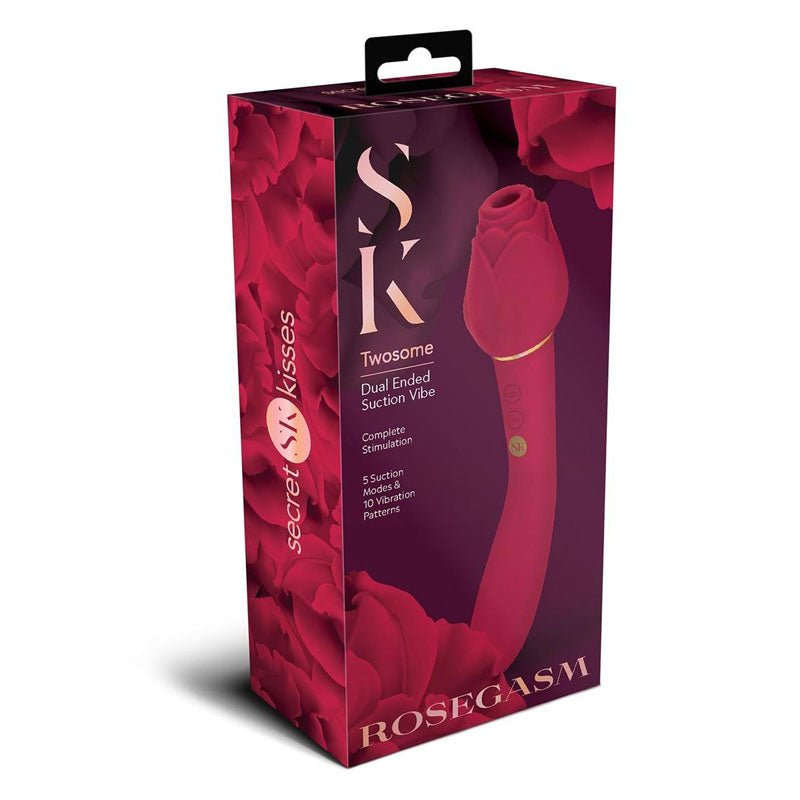 Secret Kisses ROSEGASM TWOSOME - Rose Red 20.3 cm Air Pulsation Stimulator & Vibrator - SK-1028