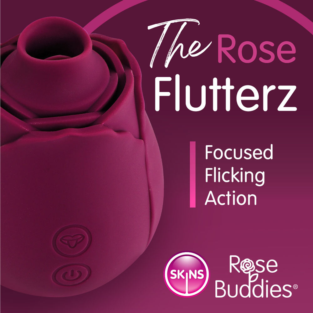 Skins Rose Buddies - The Rose Flutterz - Purple USB Rechargeable Flicking Rose Stimulator - SKRBRFZ