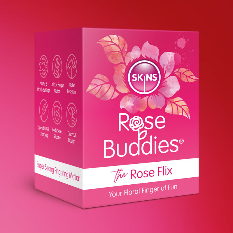 Skins Rose Buddies - The Rose Flix - Pink USB Rechargeable Flicking Rose Stimulator - SKRBRF