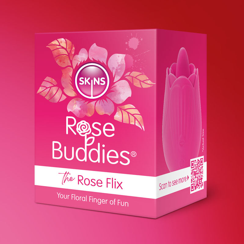 Skins Rose Buddies - The Rose Flix - Pink USB Rechargeable Flicking Rose Stimulator - SKRBRF