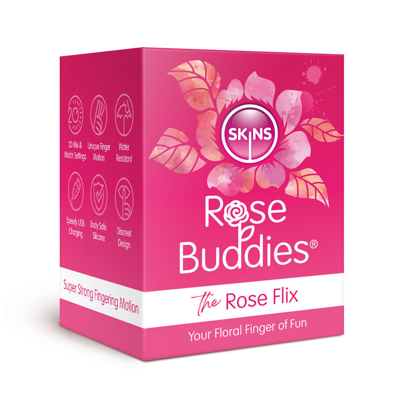 Skins Rose Buddies - The Rose Flix - Pink USB Rechargeable Flicking Rose Stimulator - SKRBRF