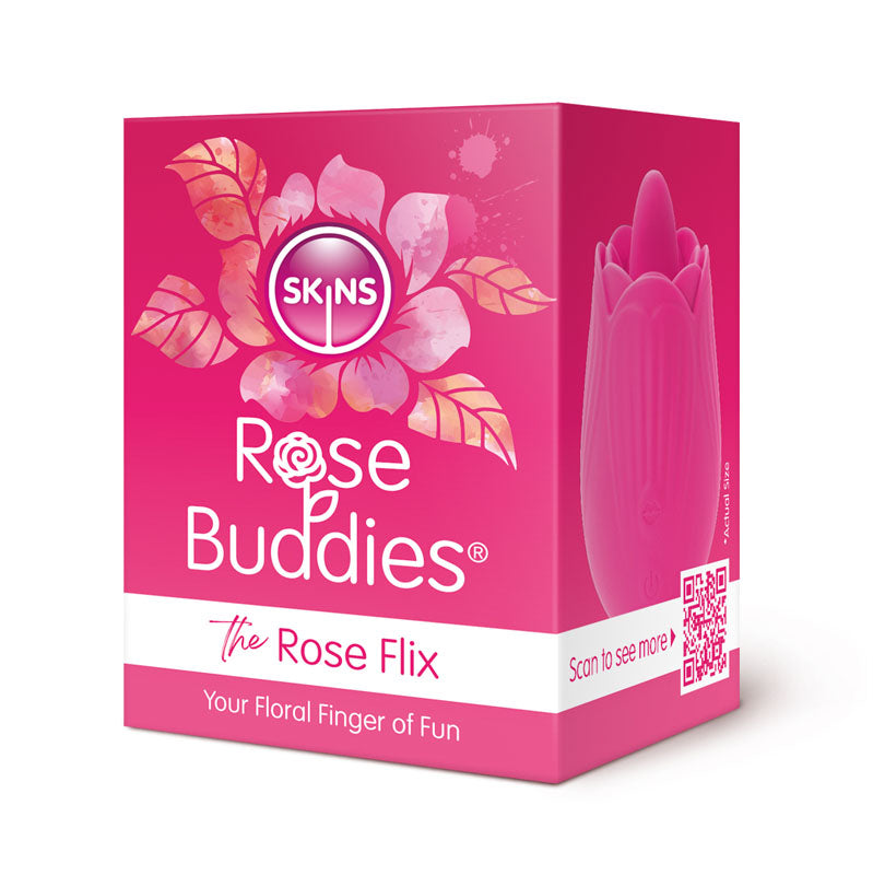 Skins Rose Buddies - The Rose Flix - Pink USB Rechargeable Flicking Rose Stimulator - SKRBRF