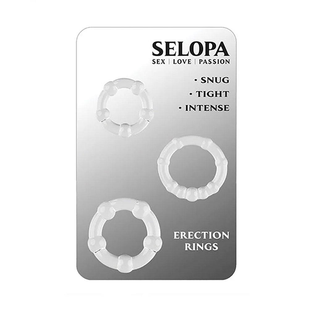 Selopa ERECTION RINGS - Clear Cock Rings - Set of 3 - SL-CR-3502-2