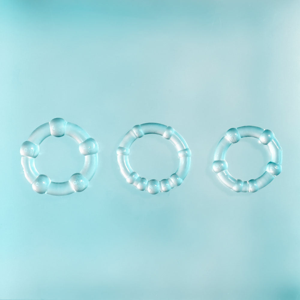 Selopa ERECTION RINGS - Clear Cock Rings - Set of 3 - SL-CR-3502-2