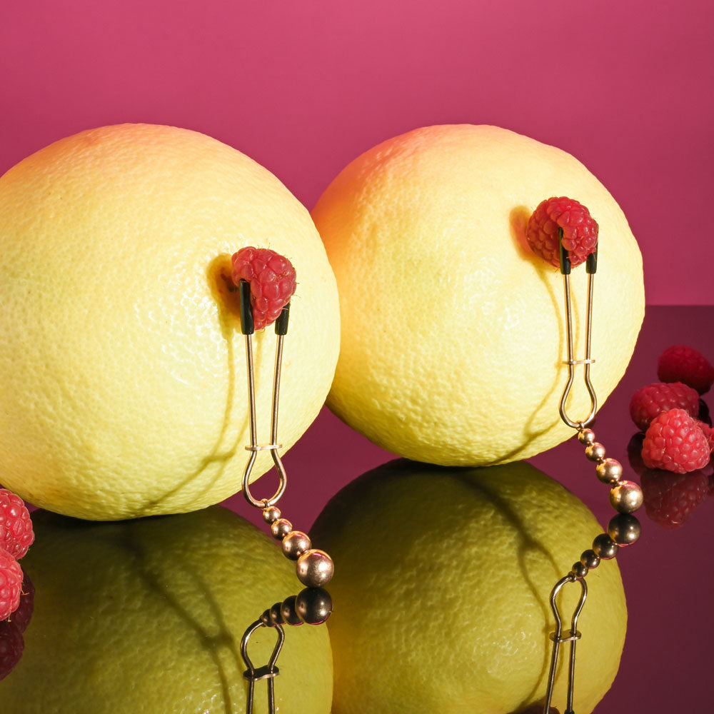 Selopa BEADED NIPPLE CLAMPS - Rose Gold - Rose Gold Nipple Clamps - Set of 2 - SL-NC-3564-2