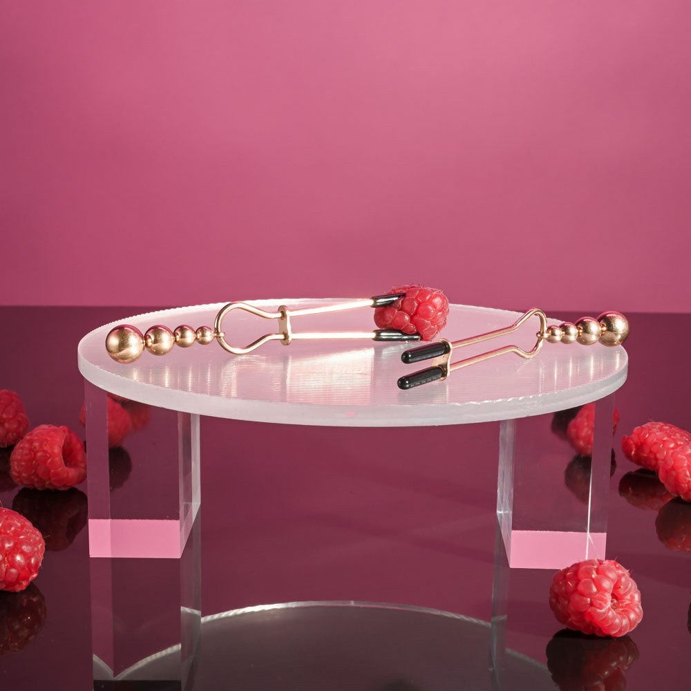 Selopa BEADED NIPPLE CLAMPS - Rose Gold - Rose Gold Nipple Clamps - Set of 2 - SL-NC-3564-2