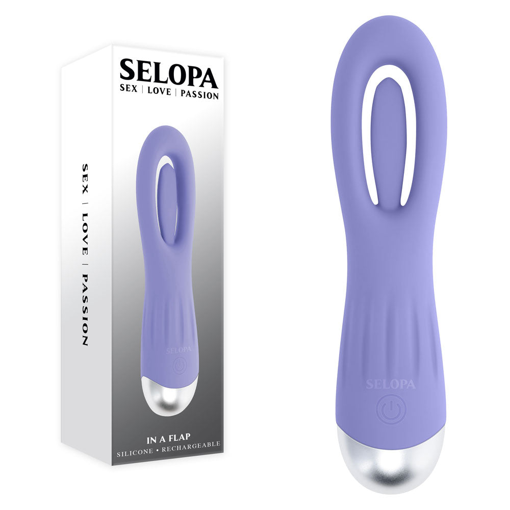 Selopa IN A FLAP - Purple 15 cm USB Rechargeable Flicking Stimulator - SL-RS-4554-2
