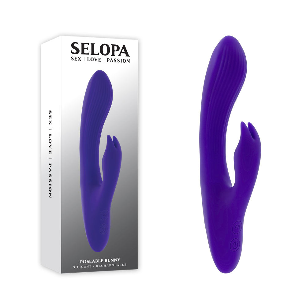 Selopa POSEABLE BUNNY - Purple 21 cm USB Rechargeable Poseable Rabbit Vibrator - SL-RS-4783-2