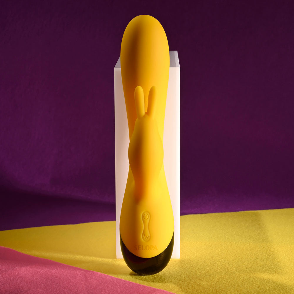 Selopa BUZZZ BUNNY - Yellow 19.7 cm USB Rechargeable Rabbit Vibrator - SL-RS-5827-2