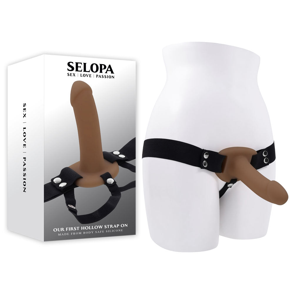 Selopa OUR FIRST HOLLOW STRAP ON DARK - Brown 16.3 cm Hollow Strap-On - SL-SO-6329-2