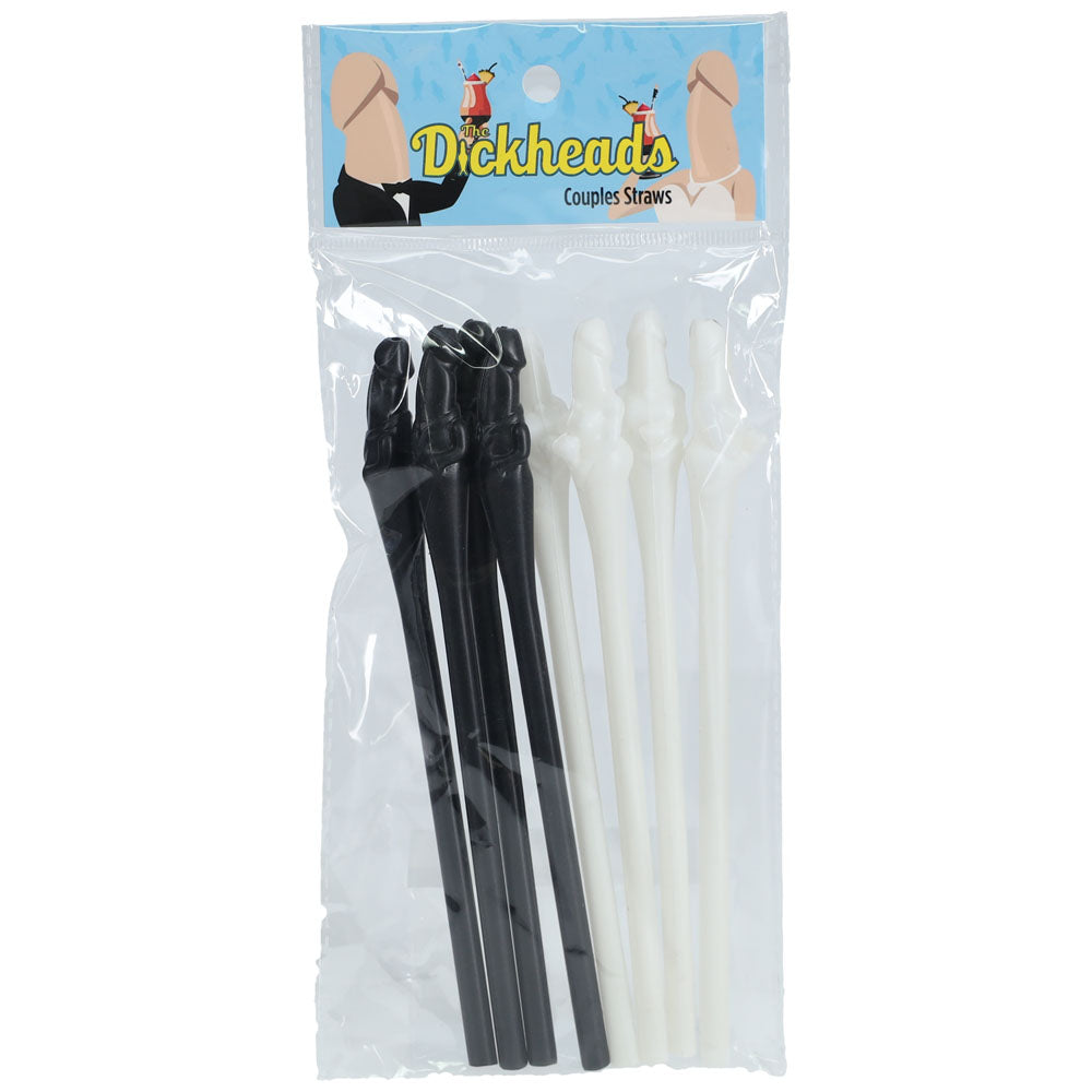 S-LINE The Dickheads - Couples Straws Black/White - Black/White Novelty Straws - 8 Pack - SLI247MUL