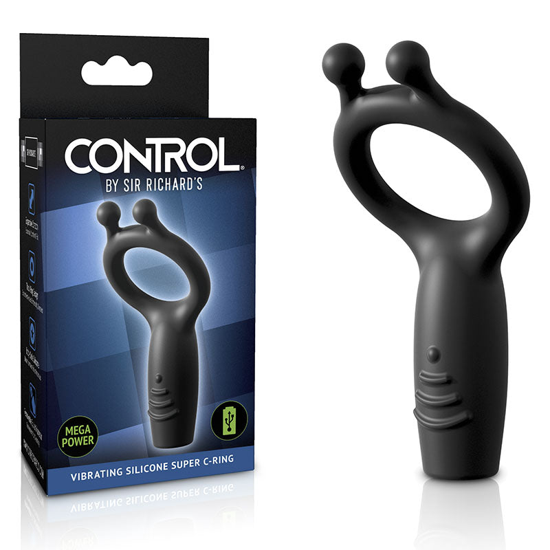 Sir Richards Vibrating Silicone Super C-Ring - Grey USB Rechargeable Vibrating Cock Ring - SR1058