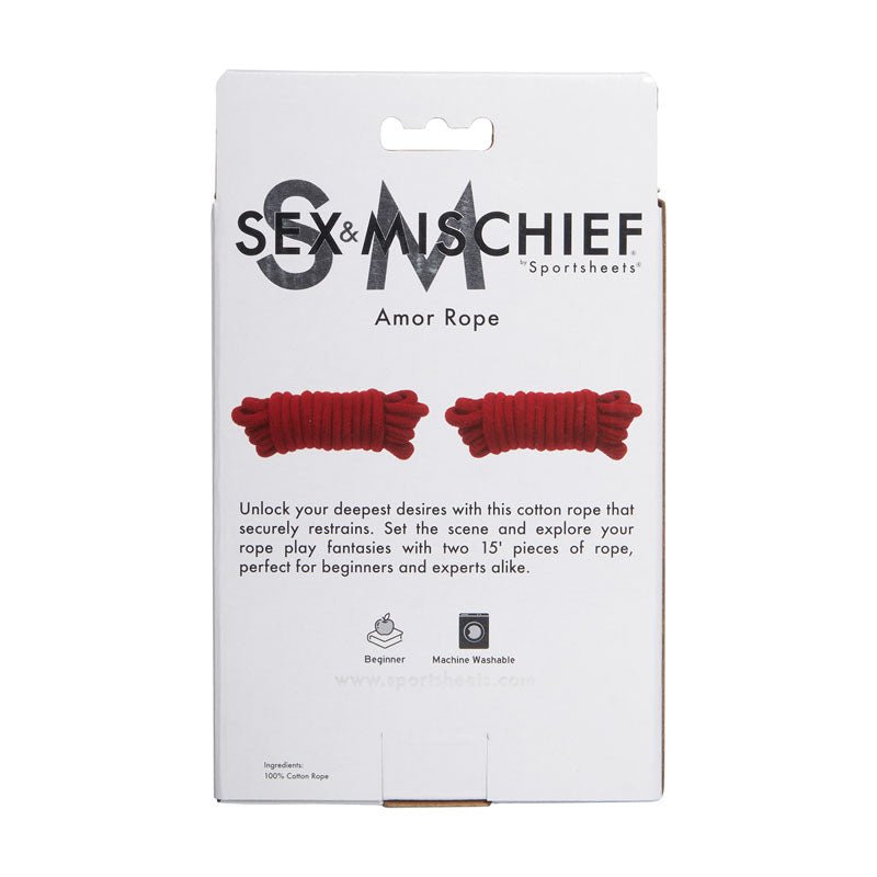 Sex & Mischief Amor Rope - 2 Red Bondage Ropes - 4.5 m Lengths - SS09829