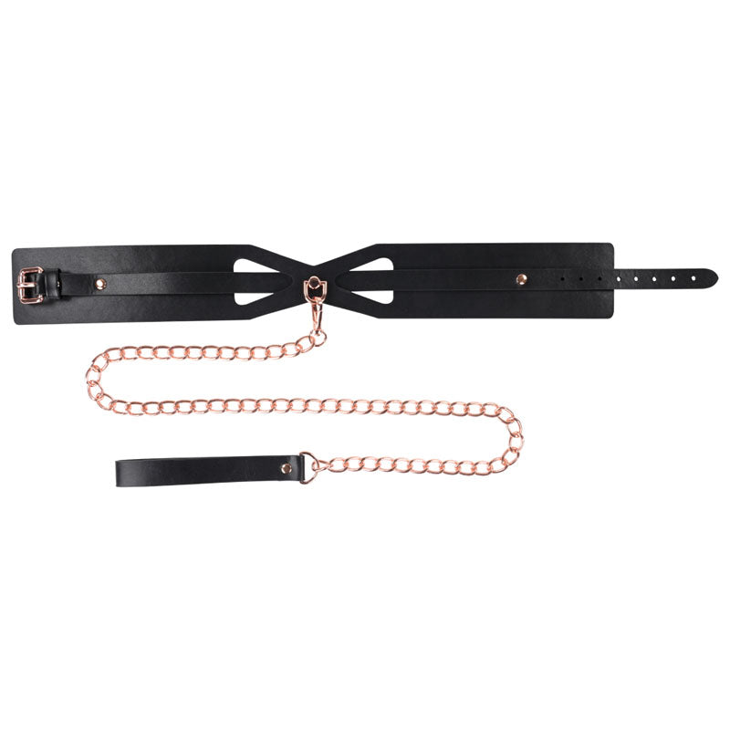Sex & Mischief Brat Collar & Leash - Rose Gold/Black Restraint - SS09841