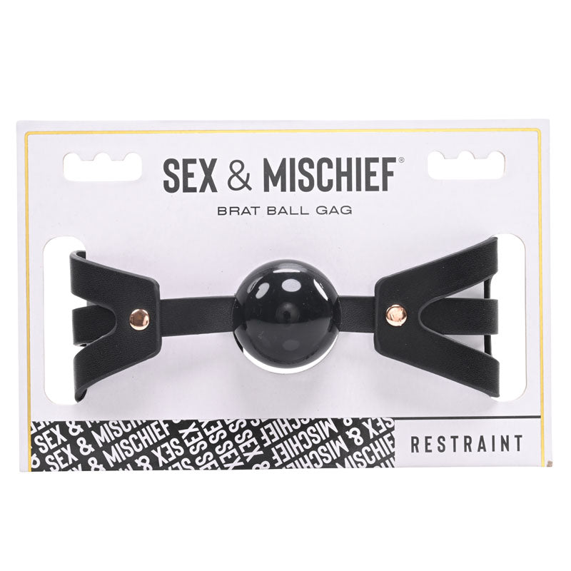 Sex & Mischief Brat Ball Gag - Black/Rose Gold Mouth Restraint - SS09842
